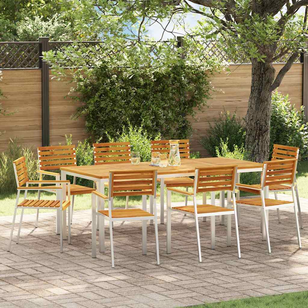 Gartenstuhl 6 pcs Massives Akazienholz und Edelstahl