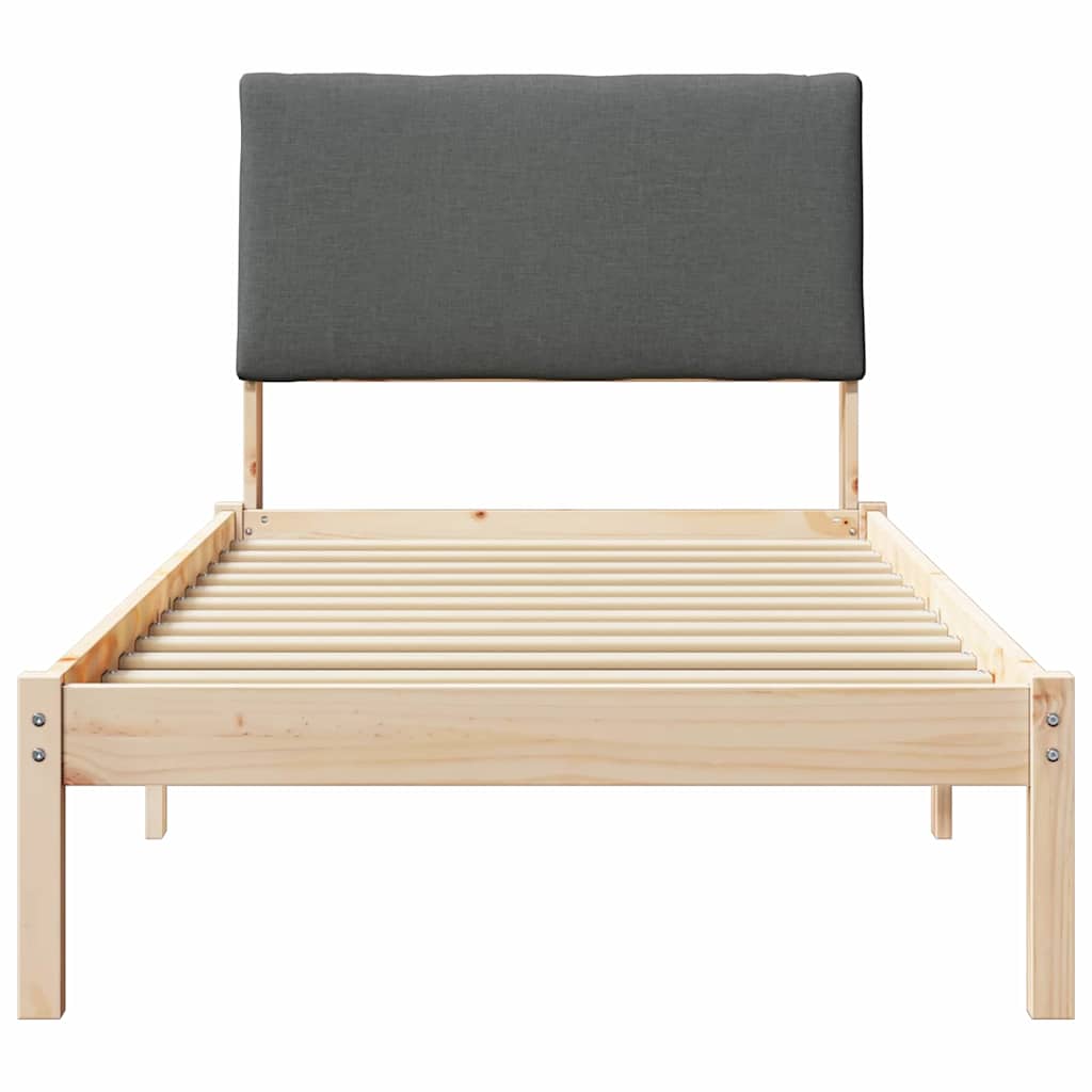 Bettgestell Braun und hellgrau 200 x 200 cm Massivholz Kiefer