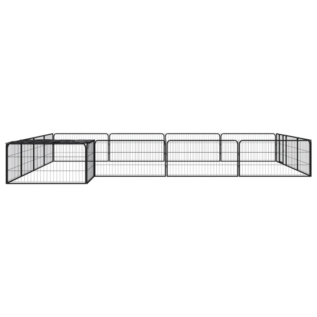 4-tlg. Hundelaufstall Schwarz 100x50cm Stahl Pulverbeschichtung