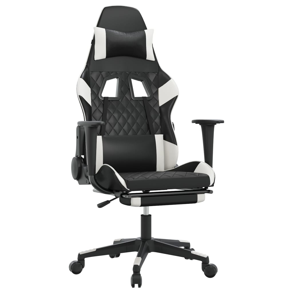 Gaming-Stuhl mit Massagefunktion Schwarz und Blau Kunstleder