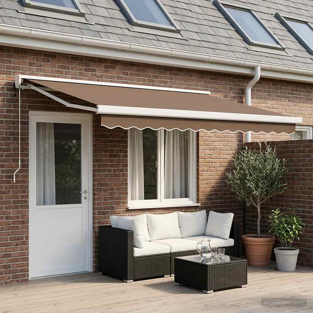 Markise Einziehbar Blau und Weiß 4x3 m Stoff und Aluminium
