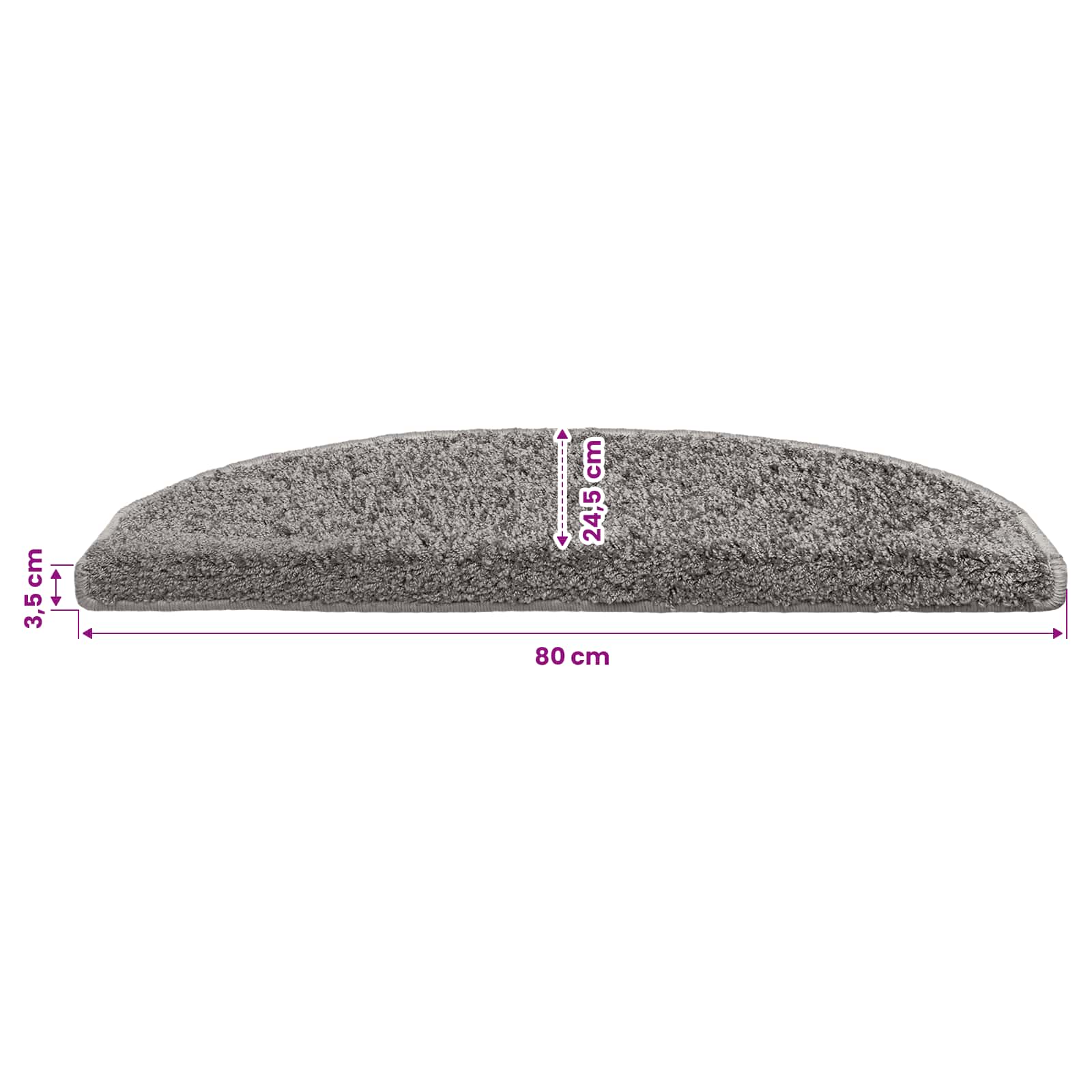 Stufenmatten 15 Stk. 56x17x3 cm Grau Halbrund