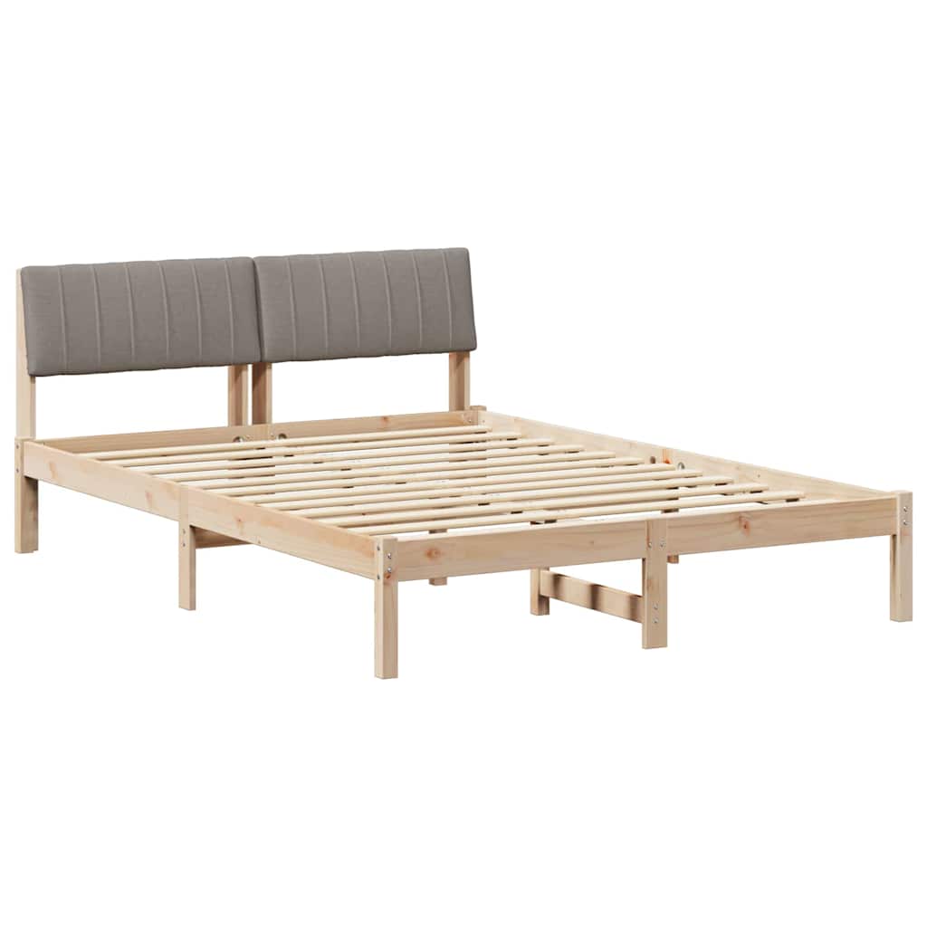 Bettgestell Braun und hellgrau 200 x 200 cm Massivholz Kiefer