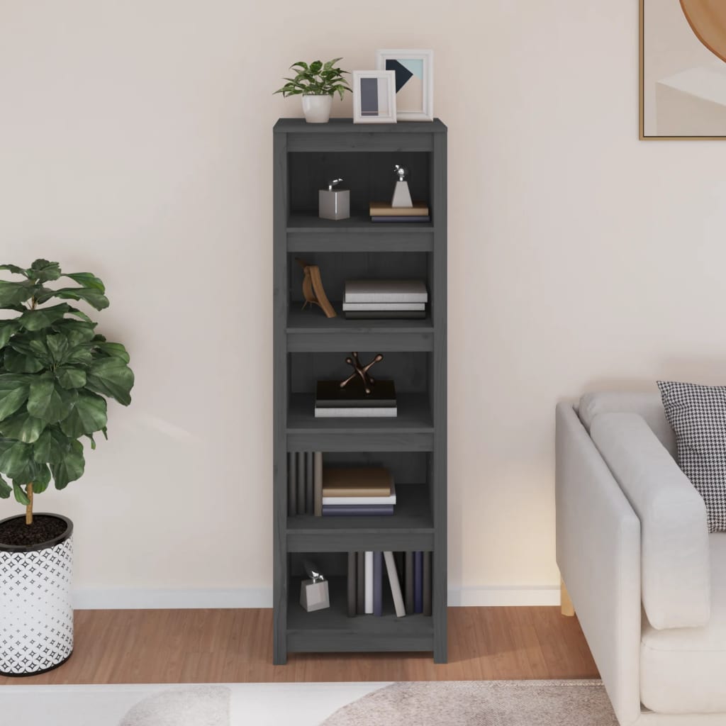 Bücherregal Grau 80x35x68 cm Massivholz Kiefer
