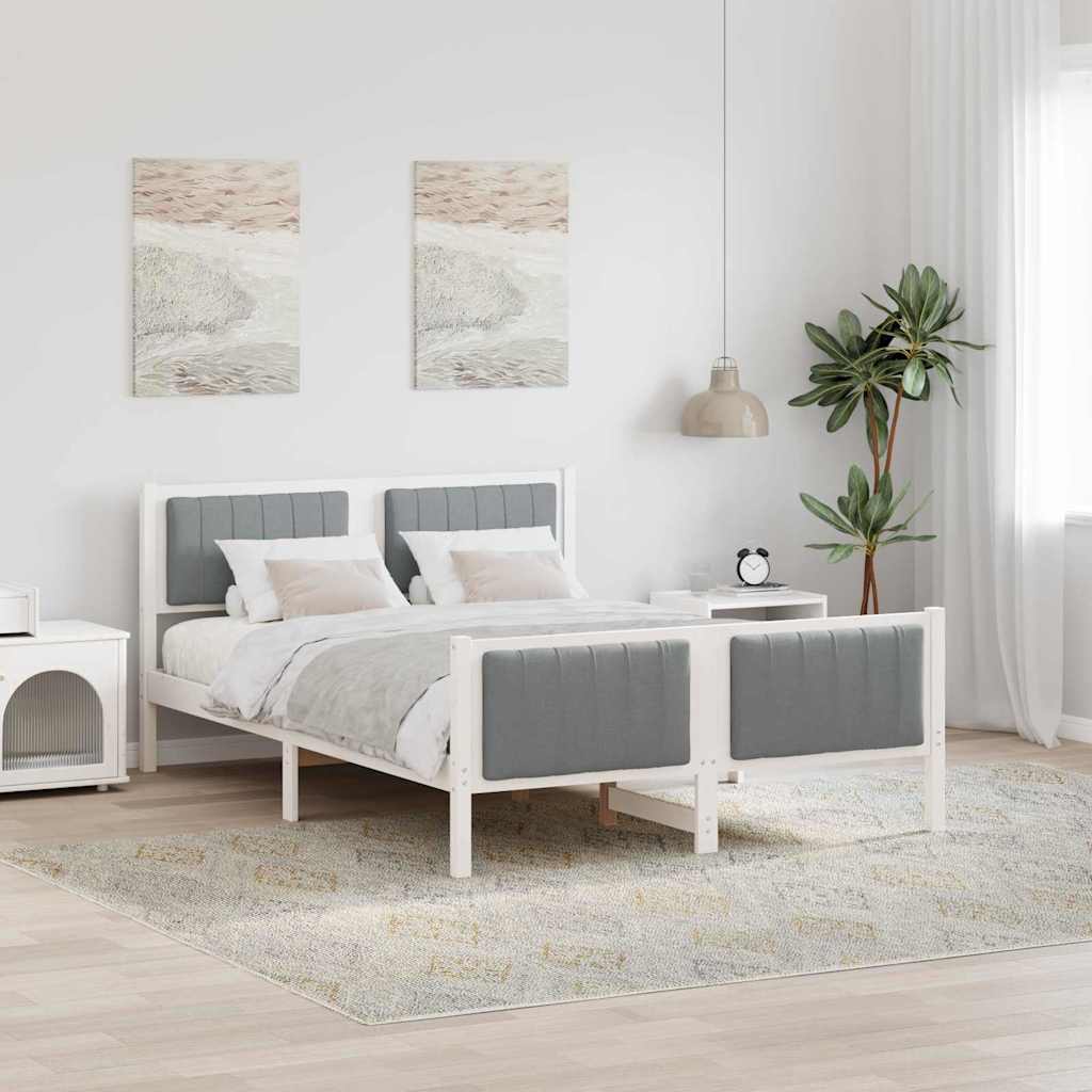 Bettgestell Braun und hellgrau 200 x 200 cm Massivholz Kiefer