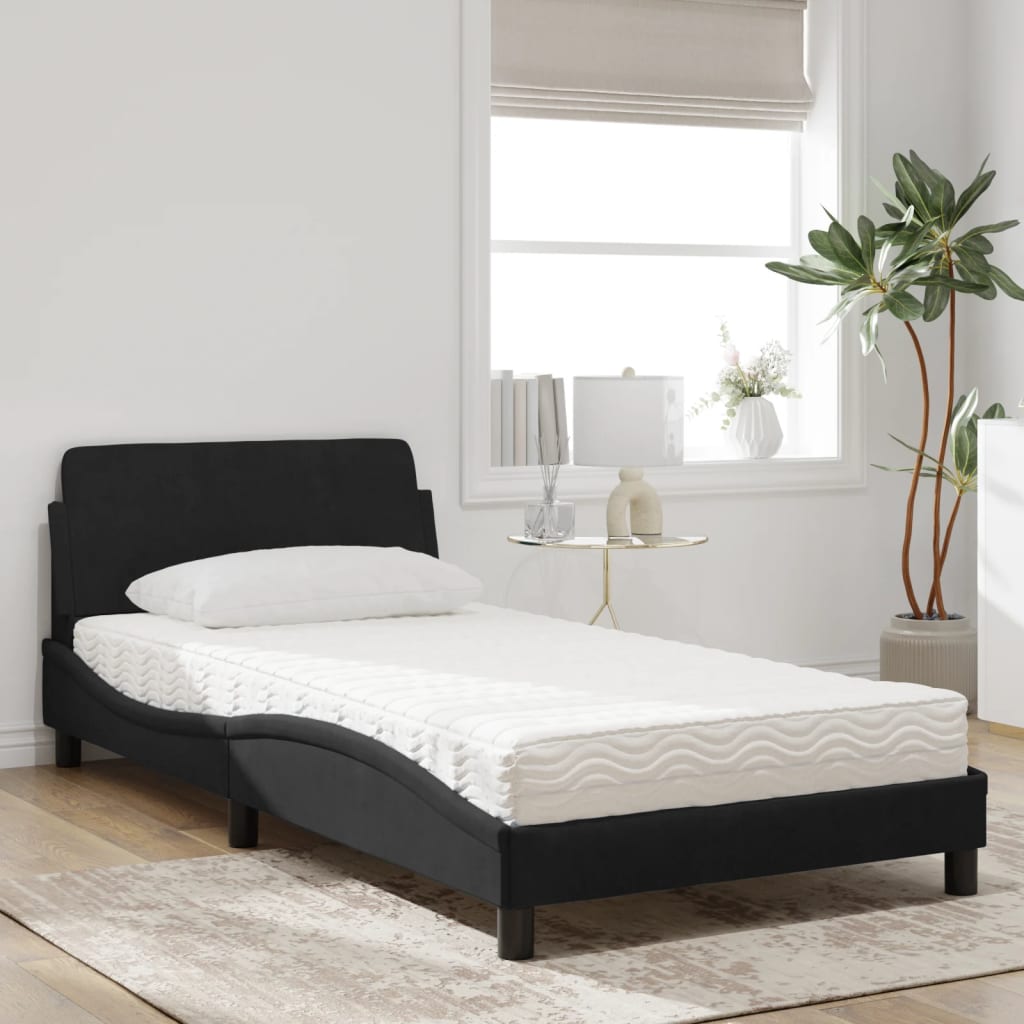Bett mit Matratze "Dover" Hellgrau 80x200 cm Samt