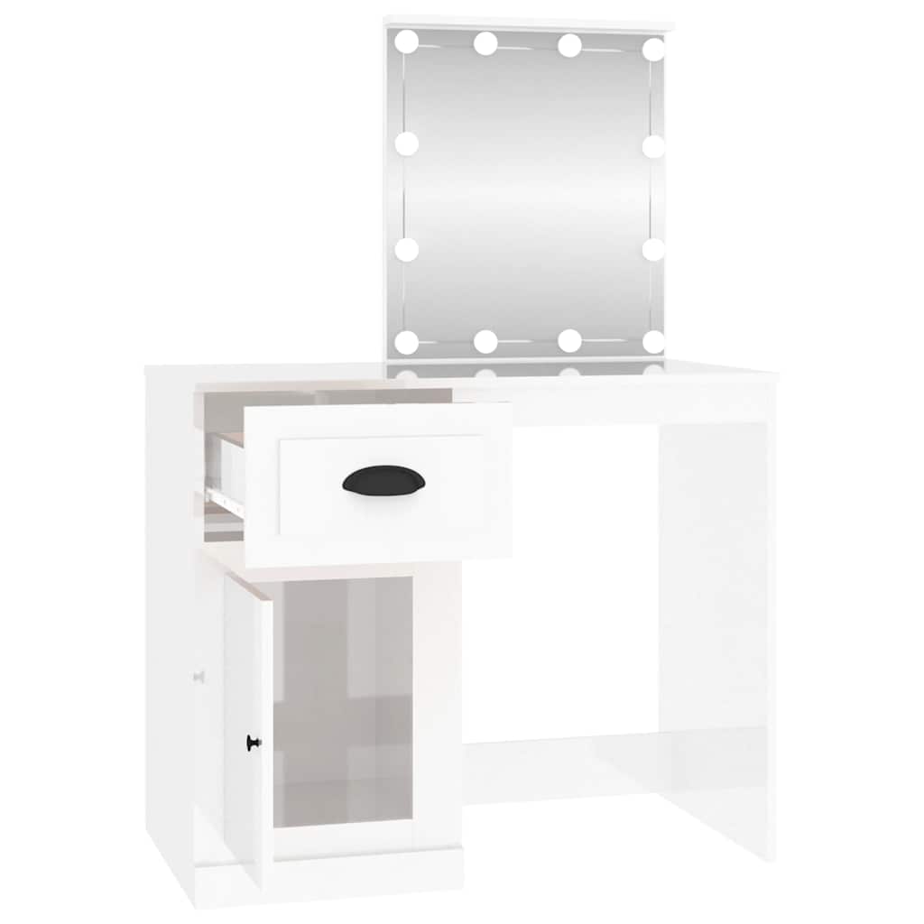 Schminktisch mit Spiegel Weiß 90x50x132,5 cm Holzwerkstoff