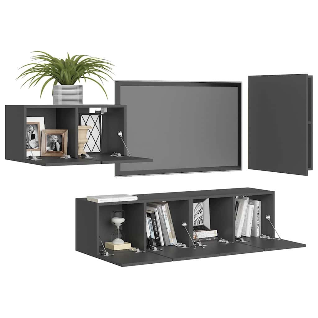 4-tlg. TV-Schrank-Set Weiß Holzwerkstoff