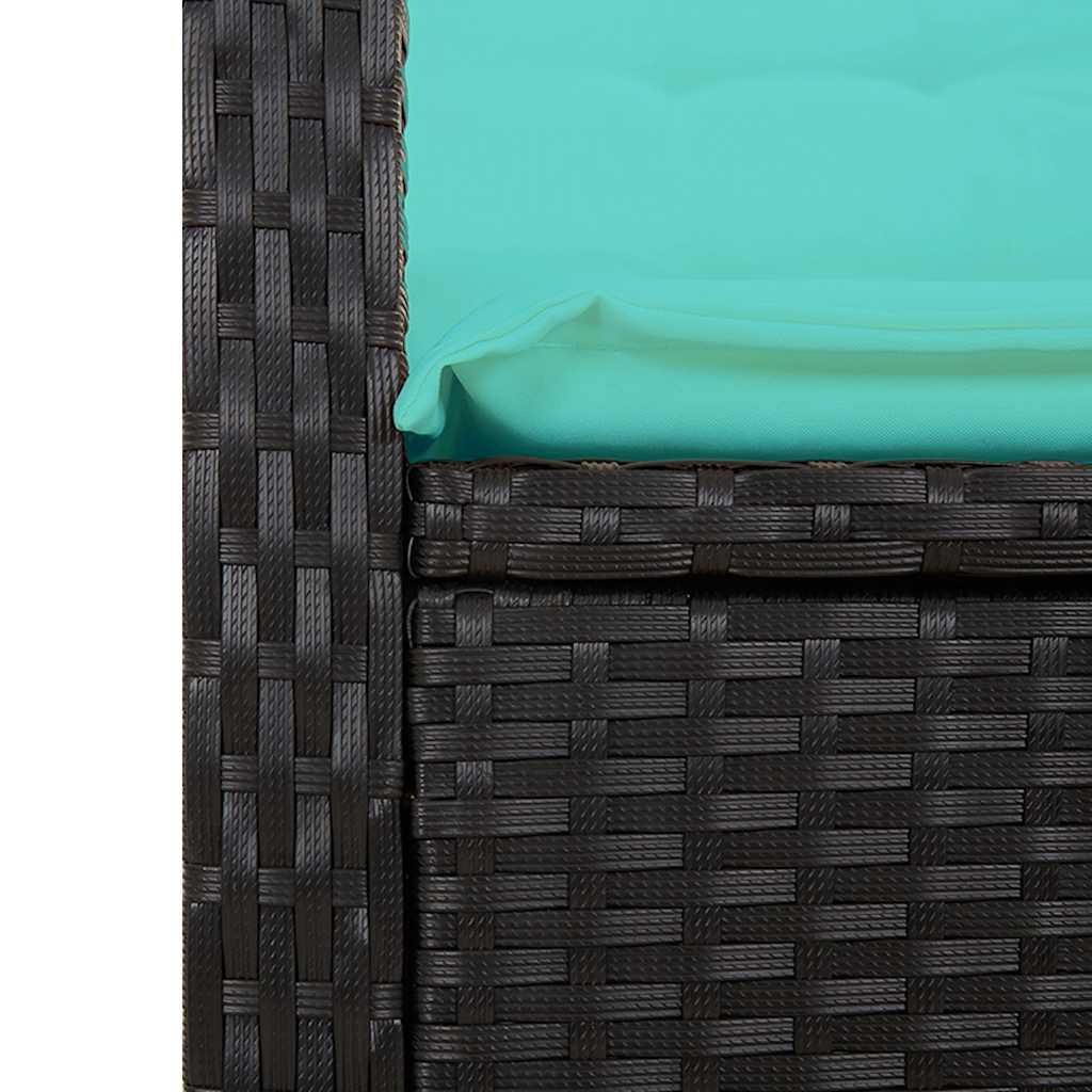 Gartenbank Verstellbar mit Kissen Braun Poly Rattan