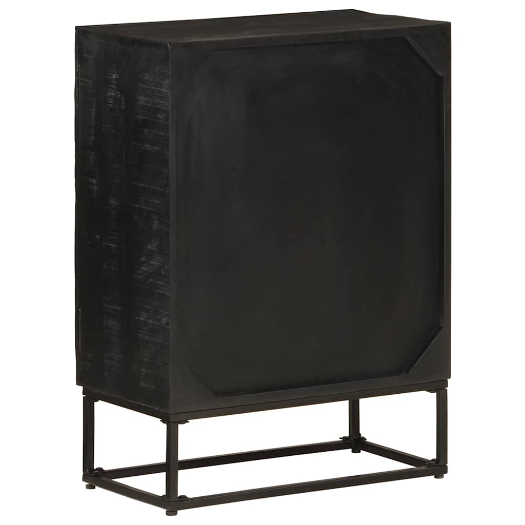 Nachttisch Schwarz 40x30x50 cm Massivholz Mango und Eisen