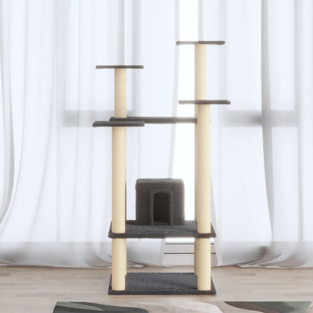Kratzbaum mit Sisal-Kratzsäulen Creme 110 cm