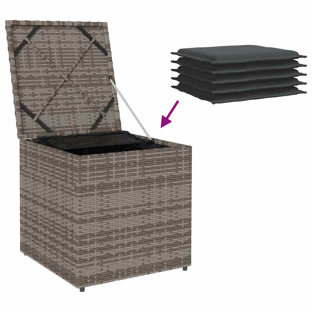 Kissenbox mit Speicher Schwarz 50 x 50 x 50 cm Poly-Rattan