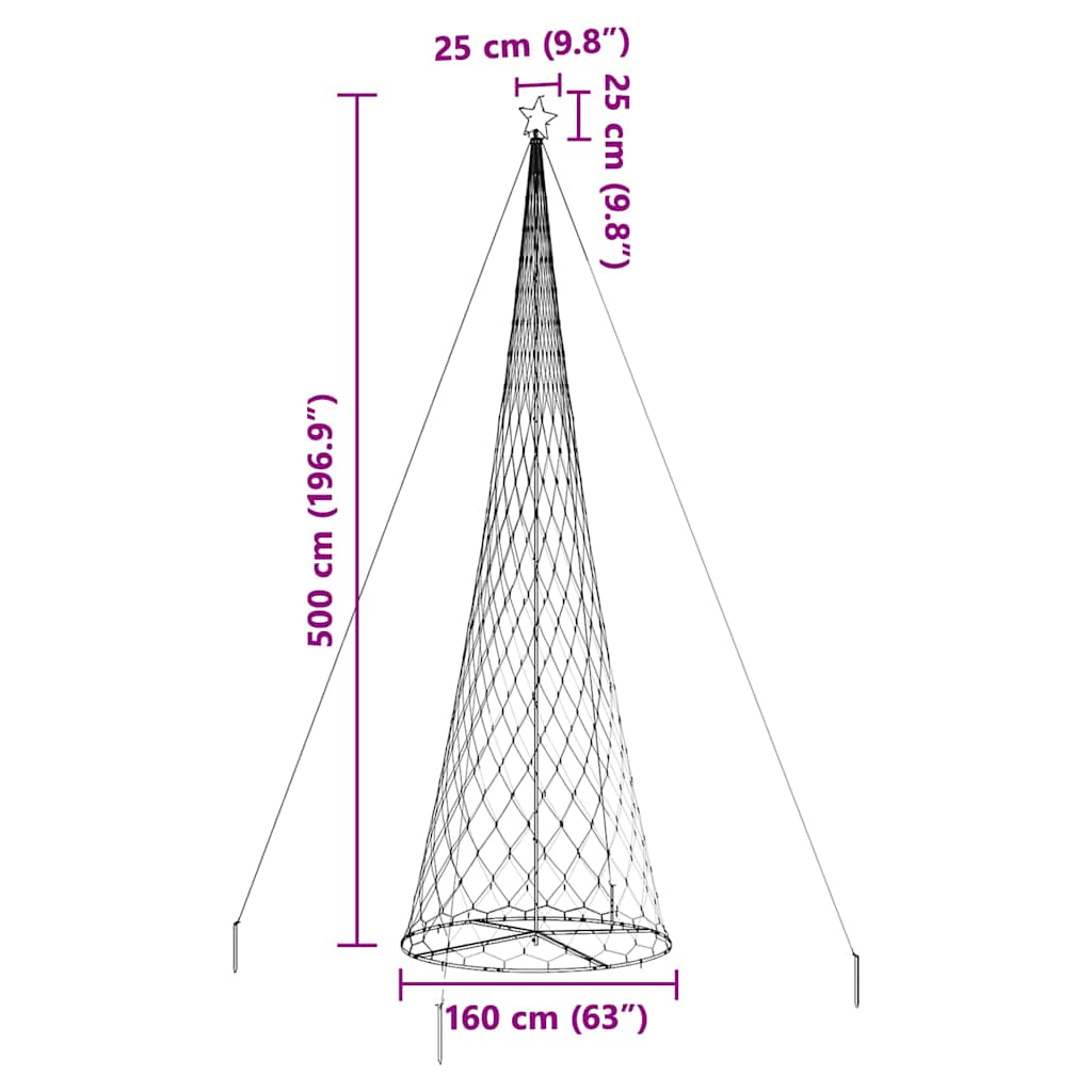 LED-Weihnachtsbaum mit 230 LEDs Mehrfarbig 184,5 cm Metall