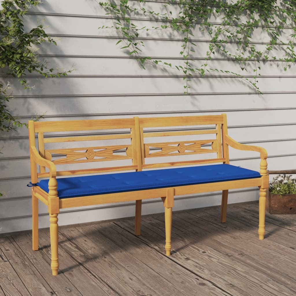 Batavia-Gartenbank mit Anthrazit Kissen 120 cm Teak Massivholz