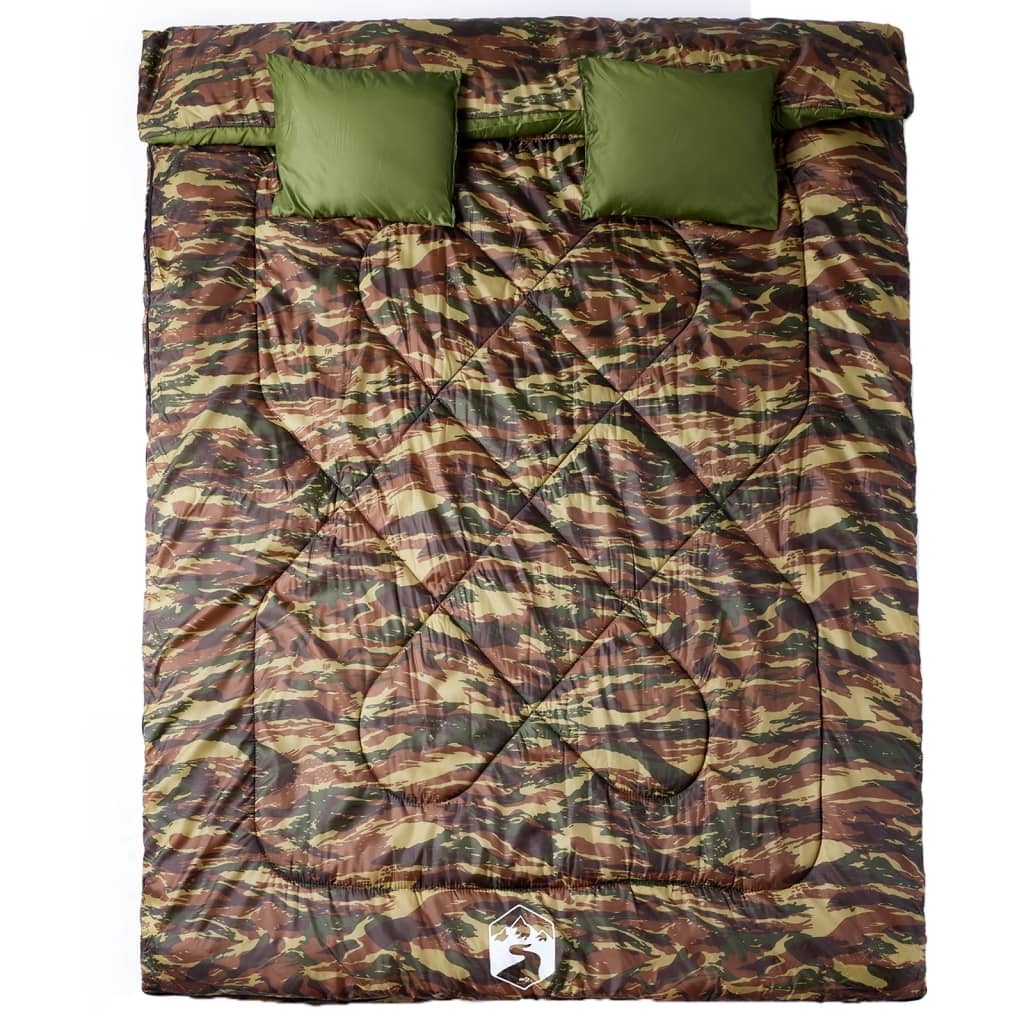 Doppelschlafsack mit Kissen Erwachsene Camping 3-4 Jahreszeiten
