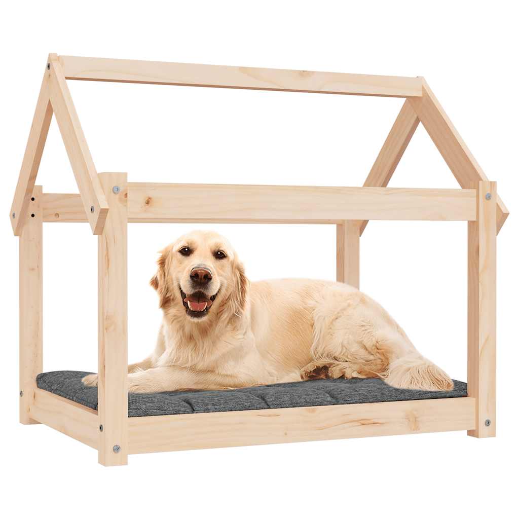 Hundebett Grau 61x50x70 cm Massivholz Kiefer