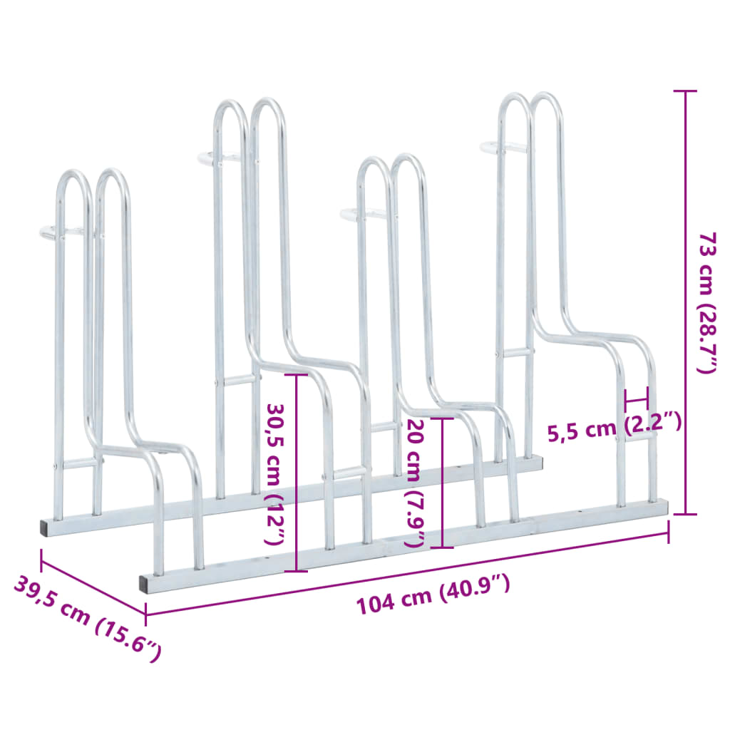 Fahrradständer für 2 Fahrräder Verzinkter Stahl
