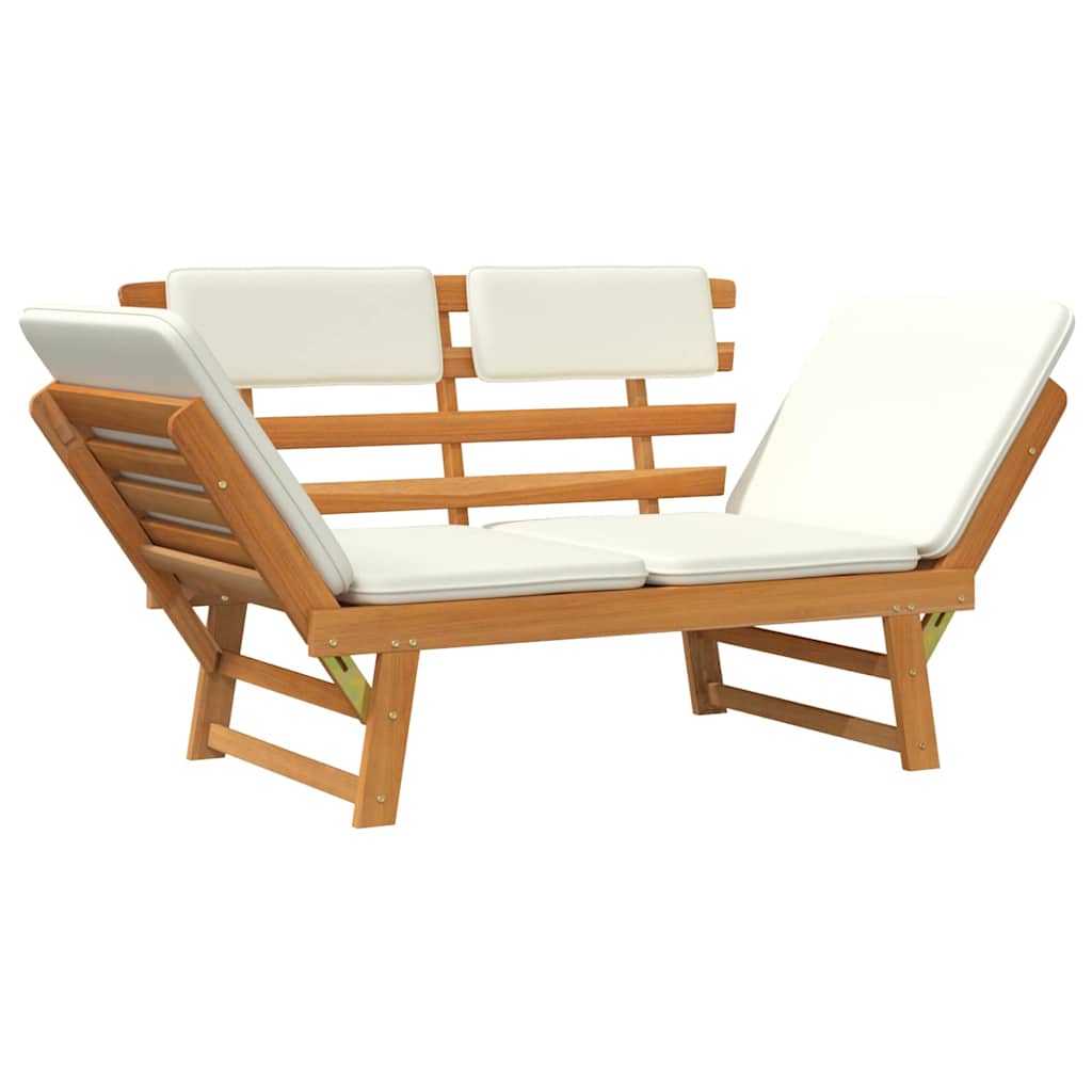 Gartenbank mit Auflagen 2-in-1 190 cm Grau Massivholz Akazie