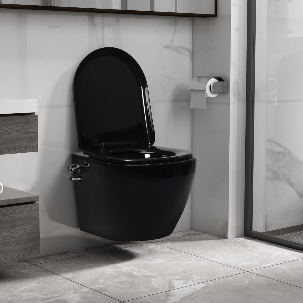 Wand-WC ohne Spülrand mit Bidet-Funktion Keramik Weiß