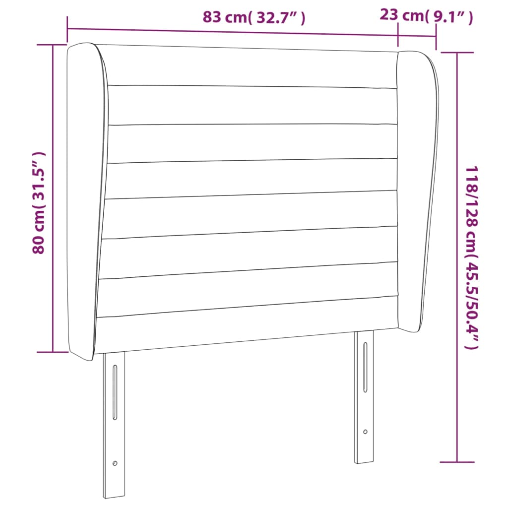 Kopfteil mit Ohren Dunkelblau 203x23x118/128 cm Samt