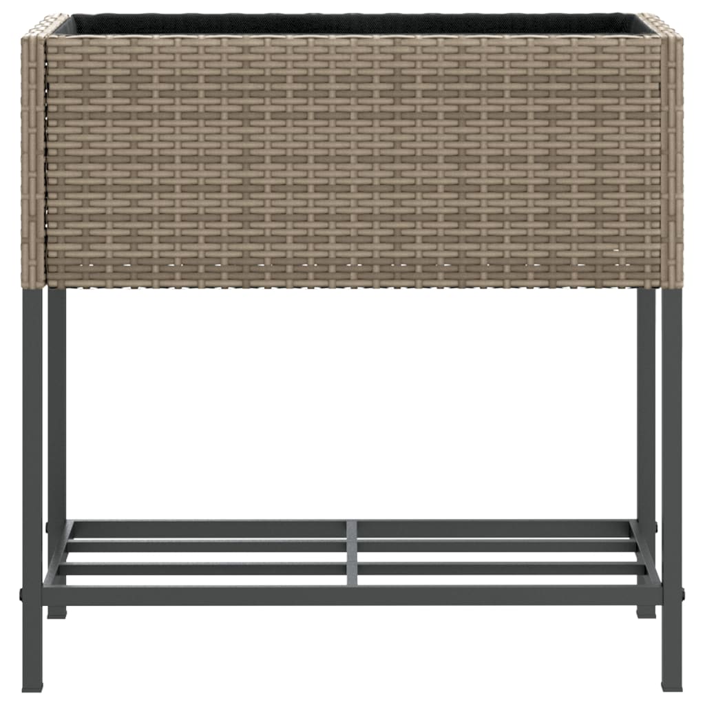 Hochbeete mit Ablage 2 Stk. Schwarz 70x28x70 cm Poly Rattan