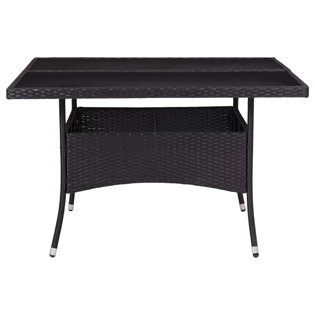 Garten-Esstisch Braun Poly Rattan und Glas