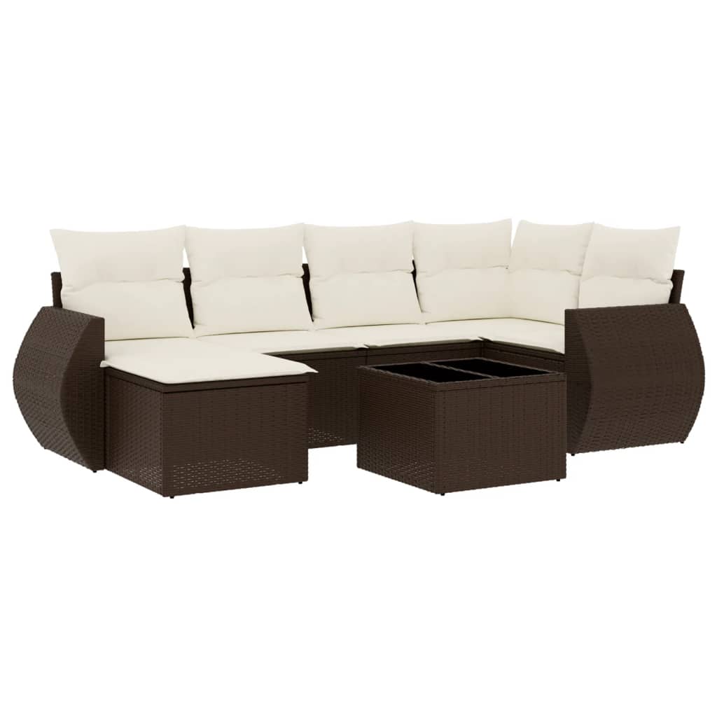6-tlg. Garten-Sofagarnitur mit Kissen Schwarz Poly Rattan