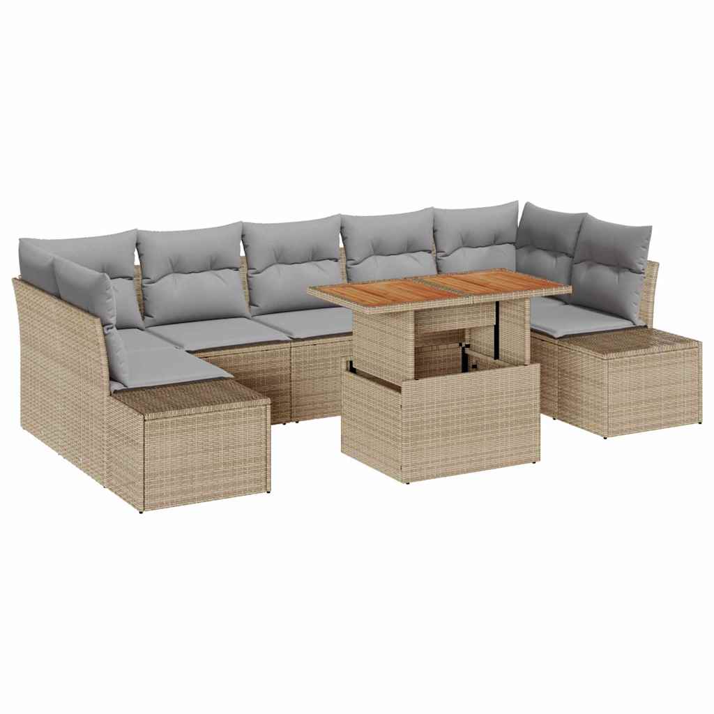 Garten Essgruppe mit Kissen 8 pcs Schwarz und Creme