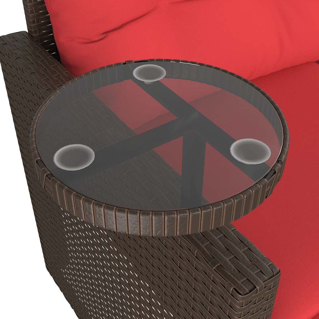 3-teiliges Gartensofa-Set mit Kissen, grau, Polyrattan