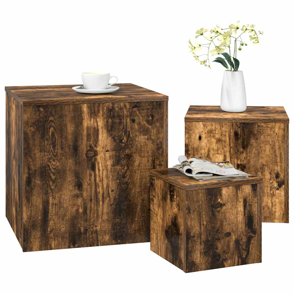 Beistelltische 3 Stk. Weiß Holzwerkstoff