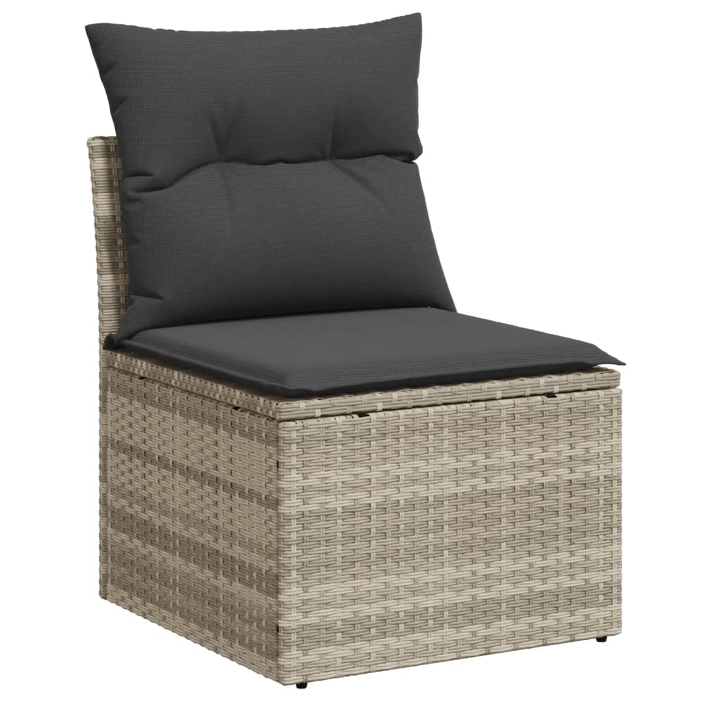 10-tlg. Garten-Sofagarnitur mit Kissen Beige Poly Rattan