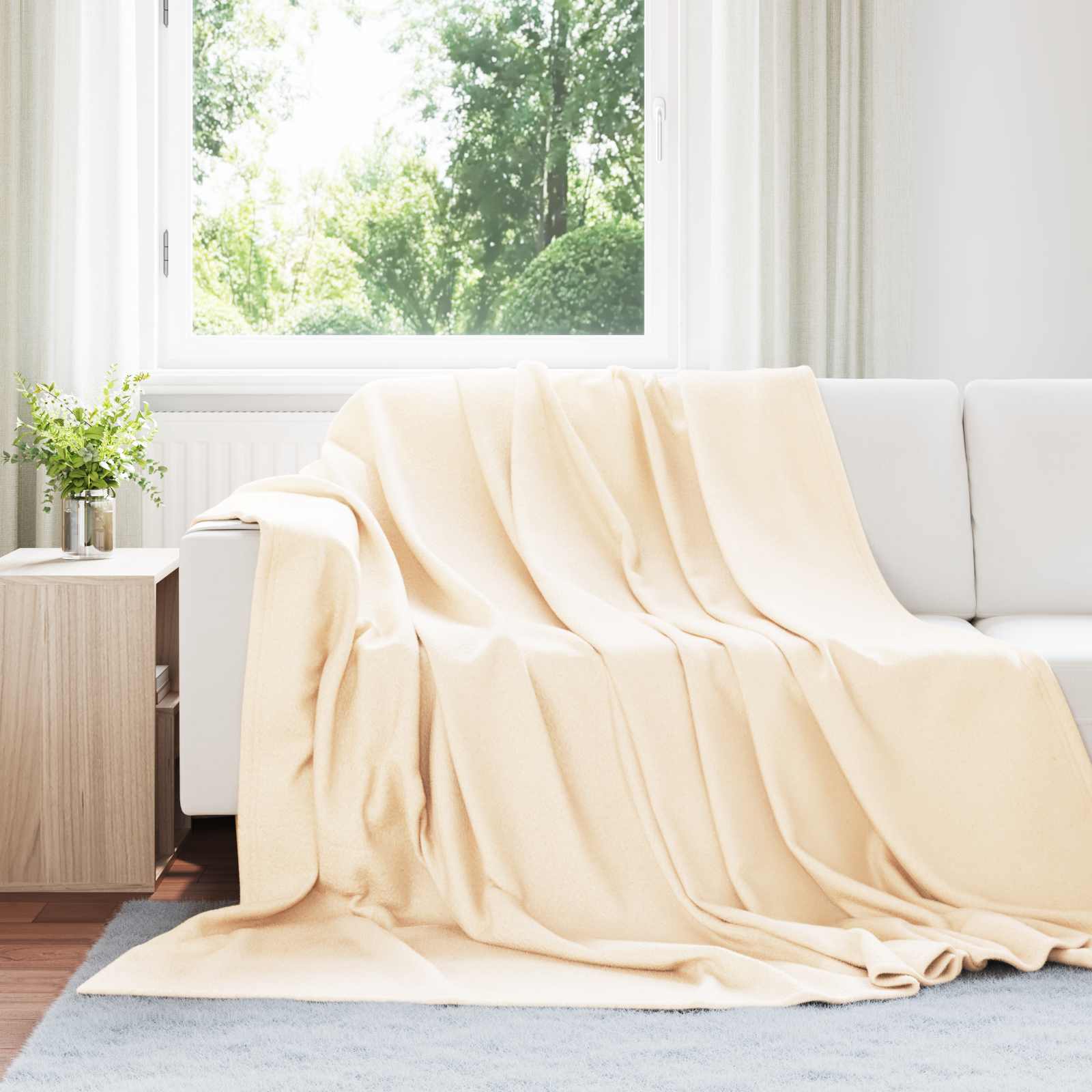 Überwurfdecke Beige 170 x 130 cm Fleece