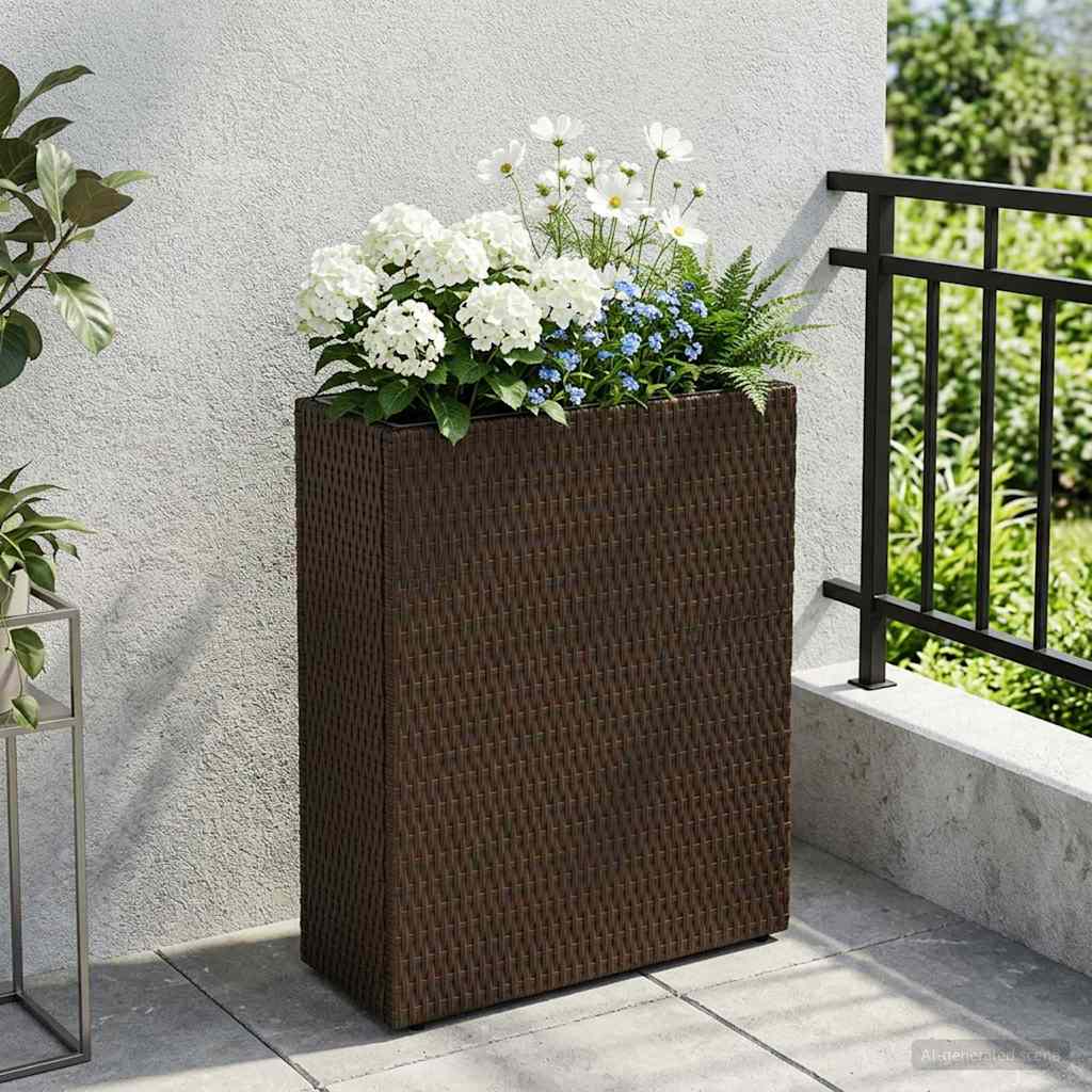 Hoher Pflanzkübel Schwarz 55 x 22 x 70 cm Poly-Rattan
