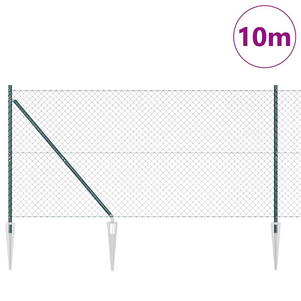 Outdoor Kettenglied-Zaun Erdfixierung 10 x 0,4 m Grün Netz