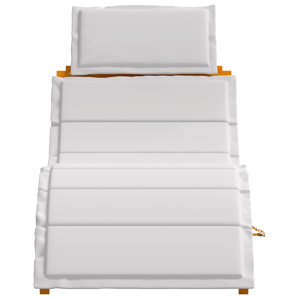 Sonnenliege mit Auflage Beige Massivholz Akazie