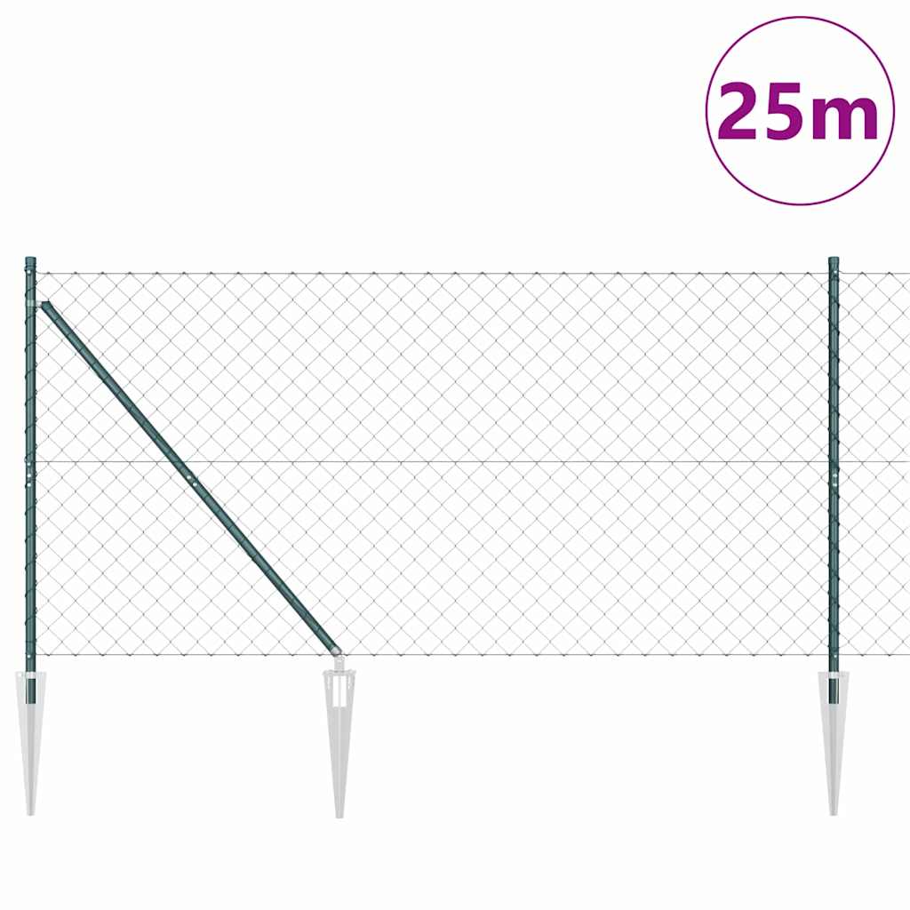 Outdoor Kettenglied-Zaun Erdfixierung 10 x 0,4 m Grün Netz