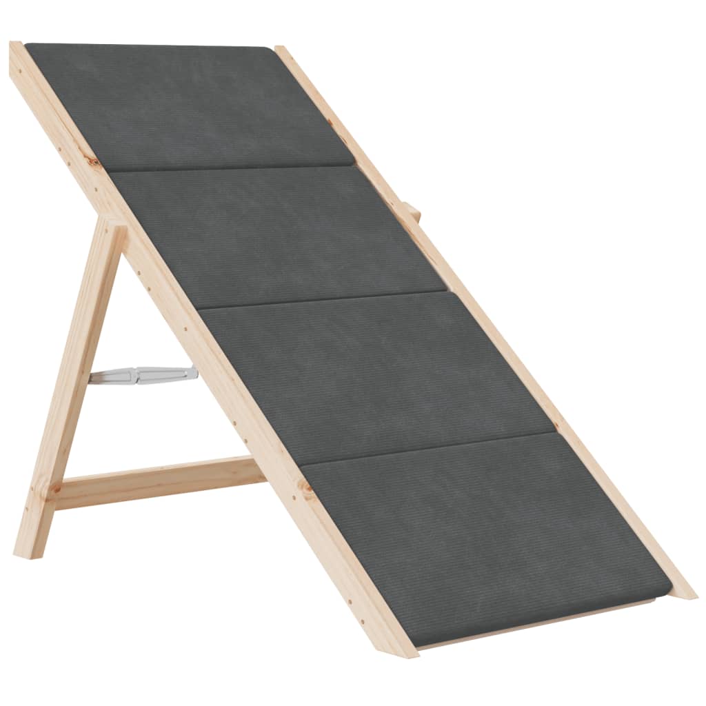 Hunderampe Grau 100x40 cm Massivholz Tanne