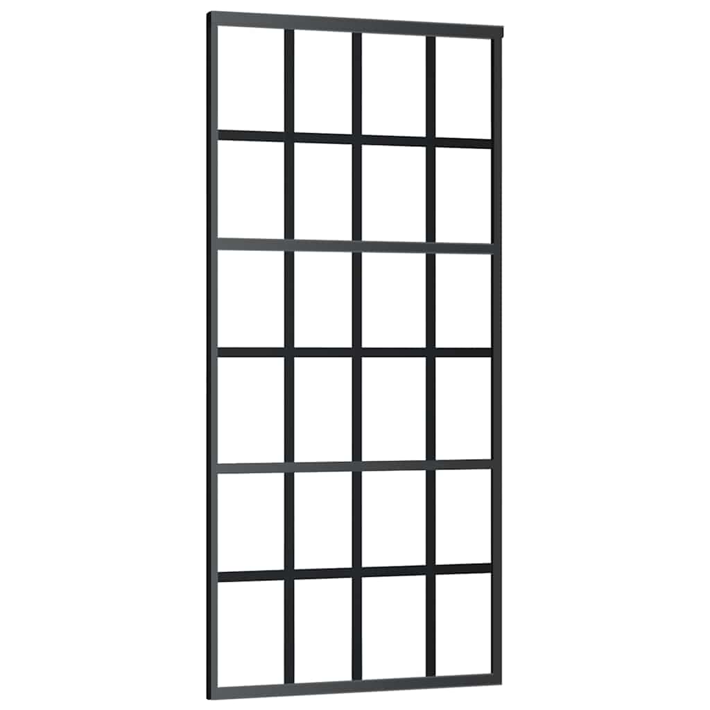 Schiebetür mit Beschlag Schwarz 76x205 cm ESG-Glas