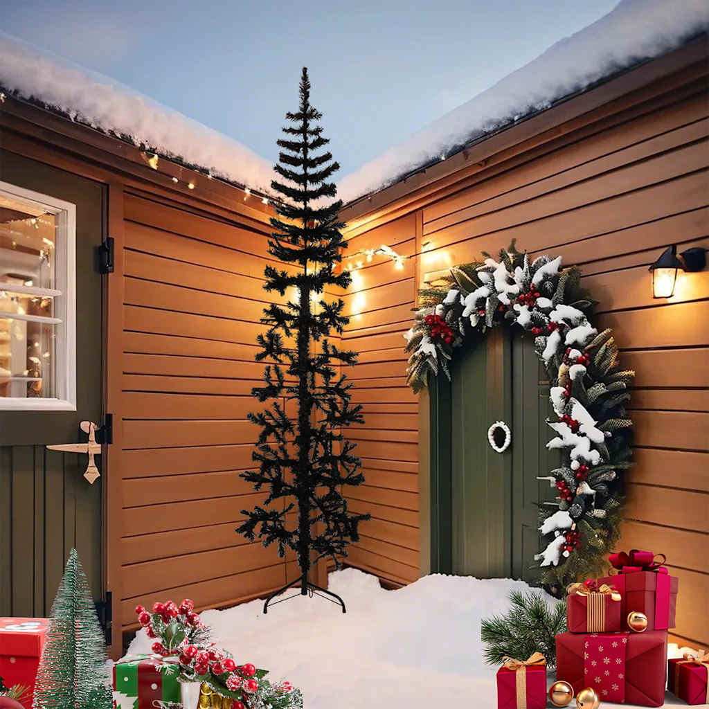 Künstlicher Halb-Weihnachtsbaum mit Ständer Schlank Weiß 180 cm