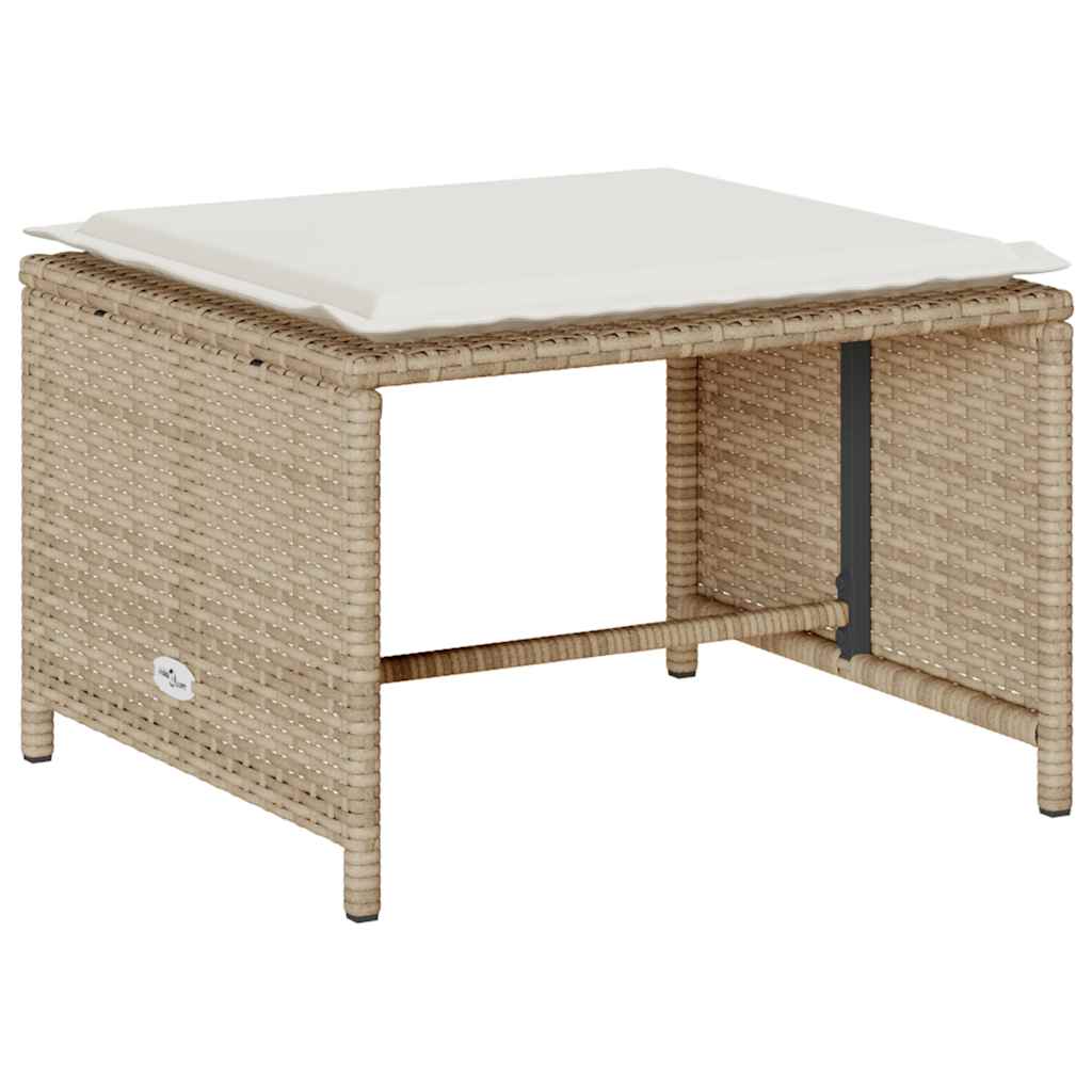 5-tlg. Garten-Sofagarnitur Kissen Stapelbar Schwarz Poly Rattan