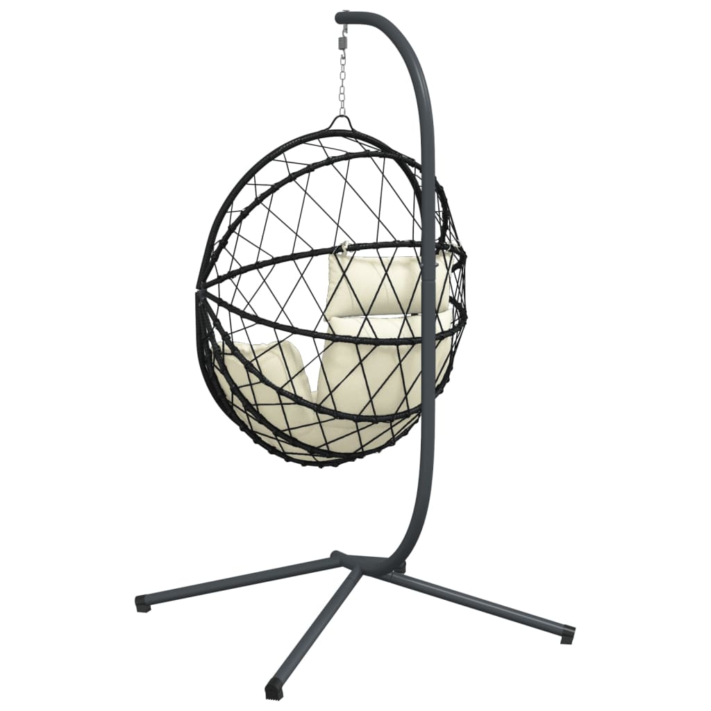 Hängesessel Ei-Design mit Ständer Anthrazit Rattan und Stahl
