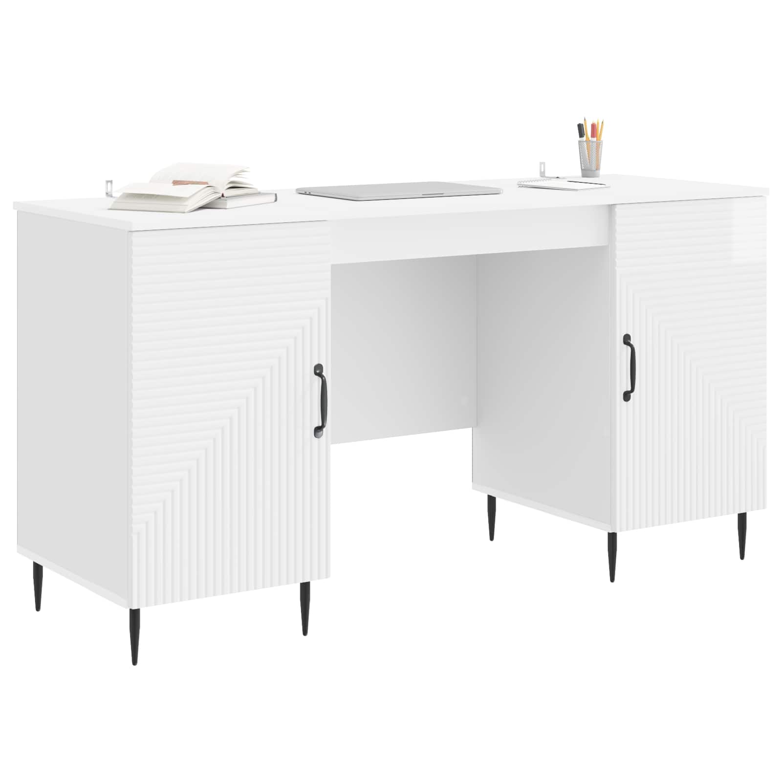 Schreibtisch mit Regal Schwarz 142,5 x 50 x 75 cm Holzwerkstoff