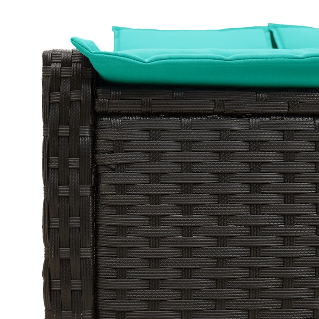 Doppelte Sonnenliege mit Kissen Braun Poly Rattan