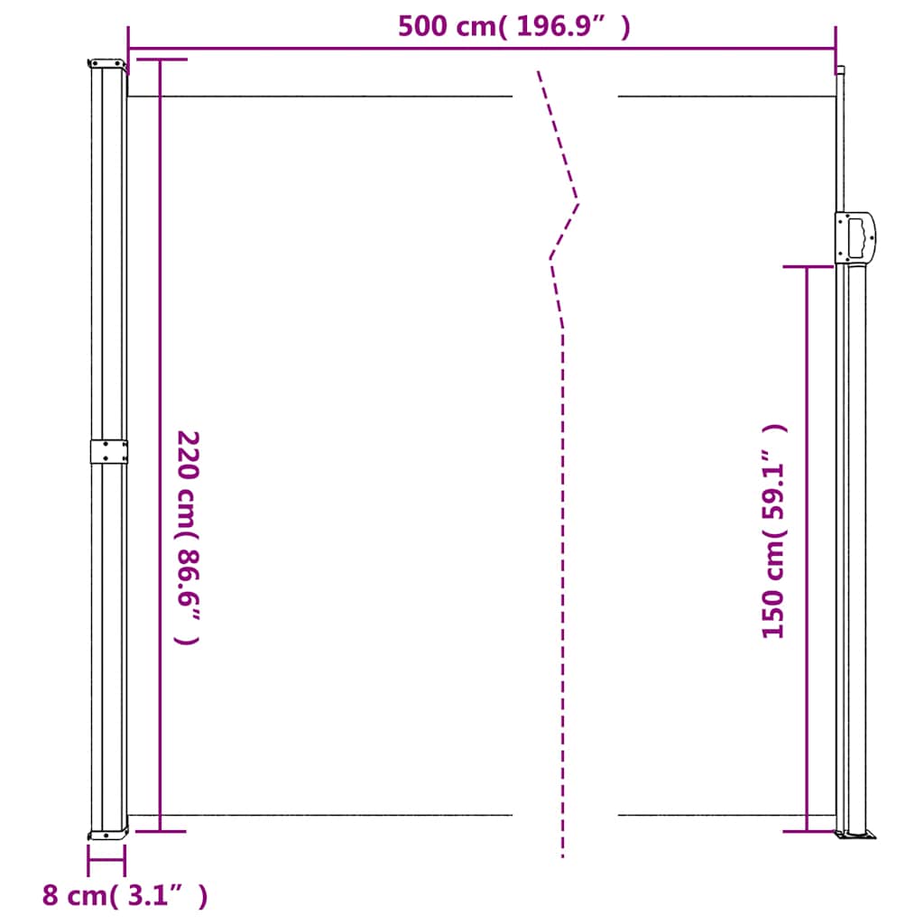 Seitenmarkise Ausziehbar Schwarz 100x300 cm