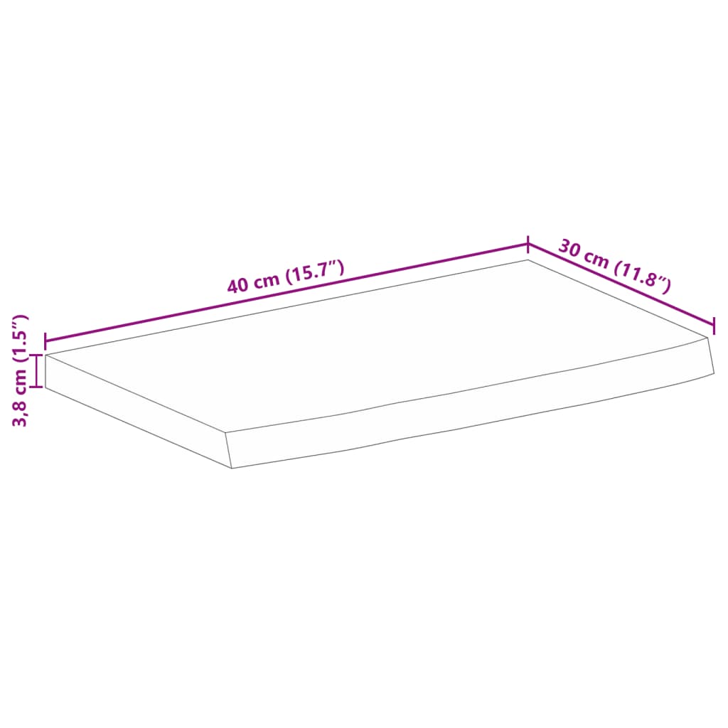 Wandregal 40x20x2,5 cm Rechteckig Massivholz Akazie Baumkante