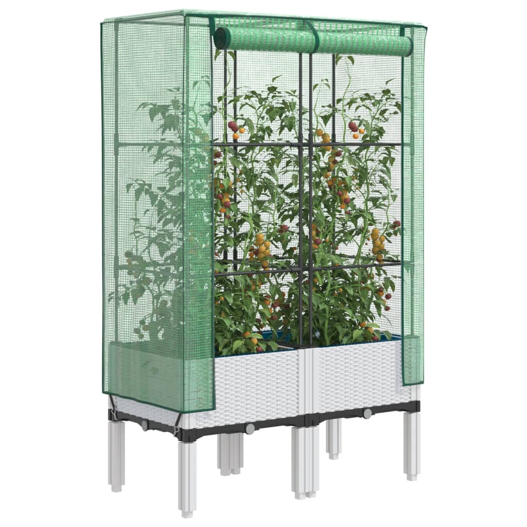 Hochbeet mit Gewächshaus-Aufsatz Rattan-Optik 40x40x140 cm