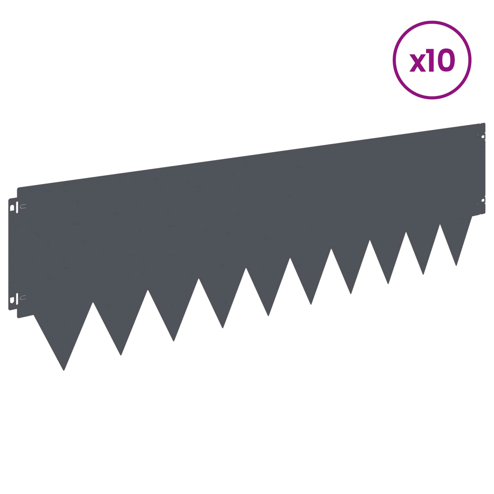 Raseneinfassung 10 pcs Länge Höhe 103 x 15 cm Stahl Schwarz