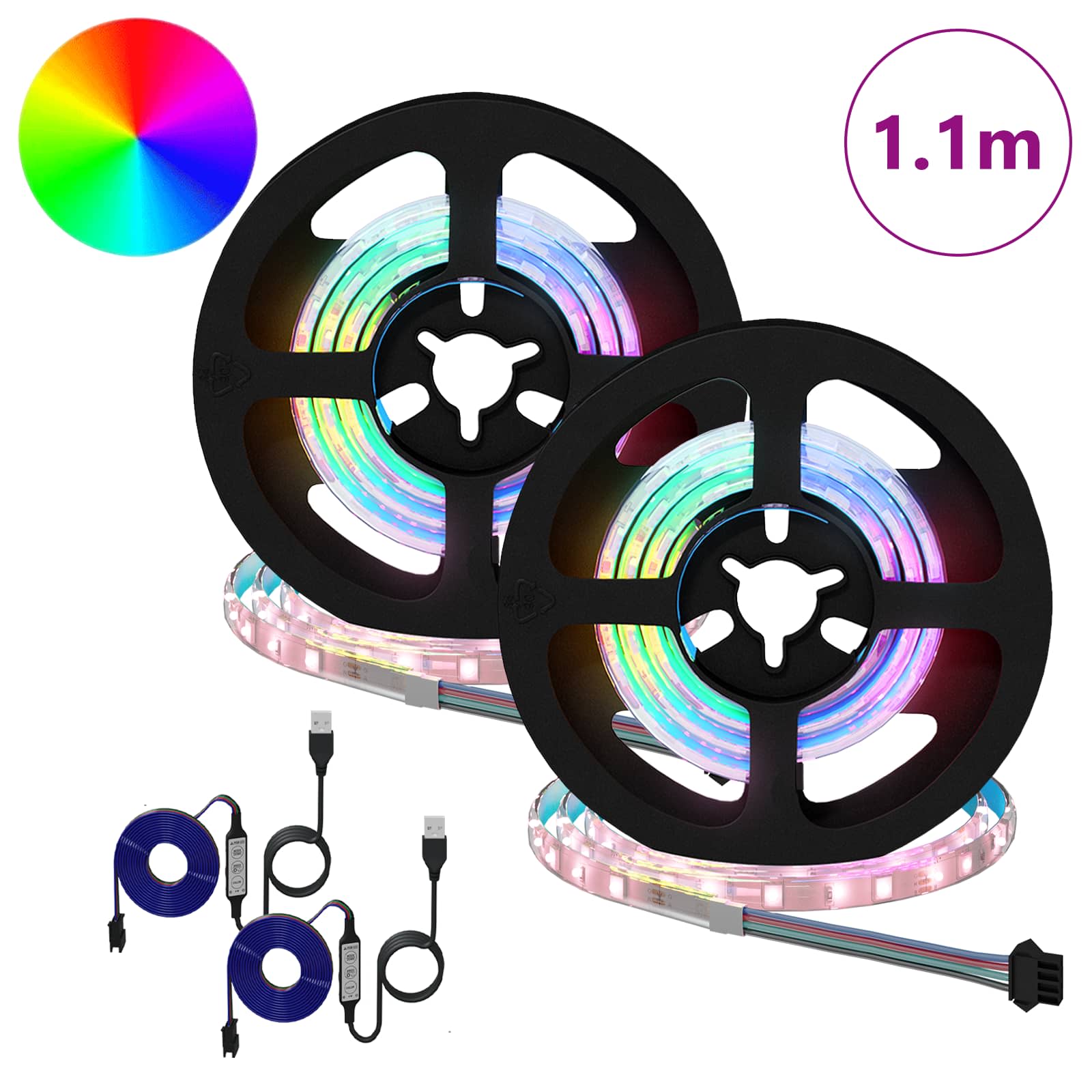LED Streifen 2 pcs Schwarz und Transparent 3000 mm