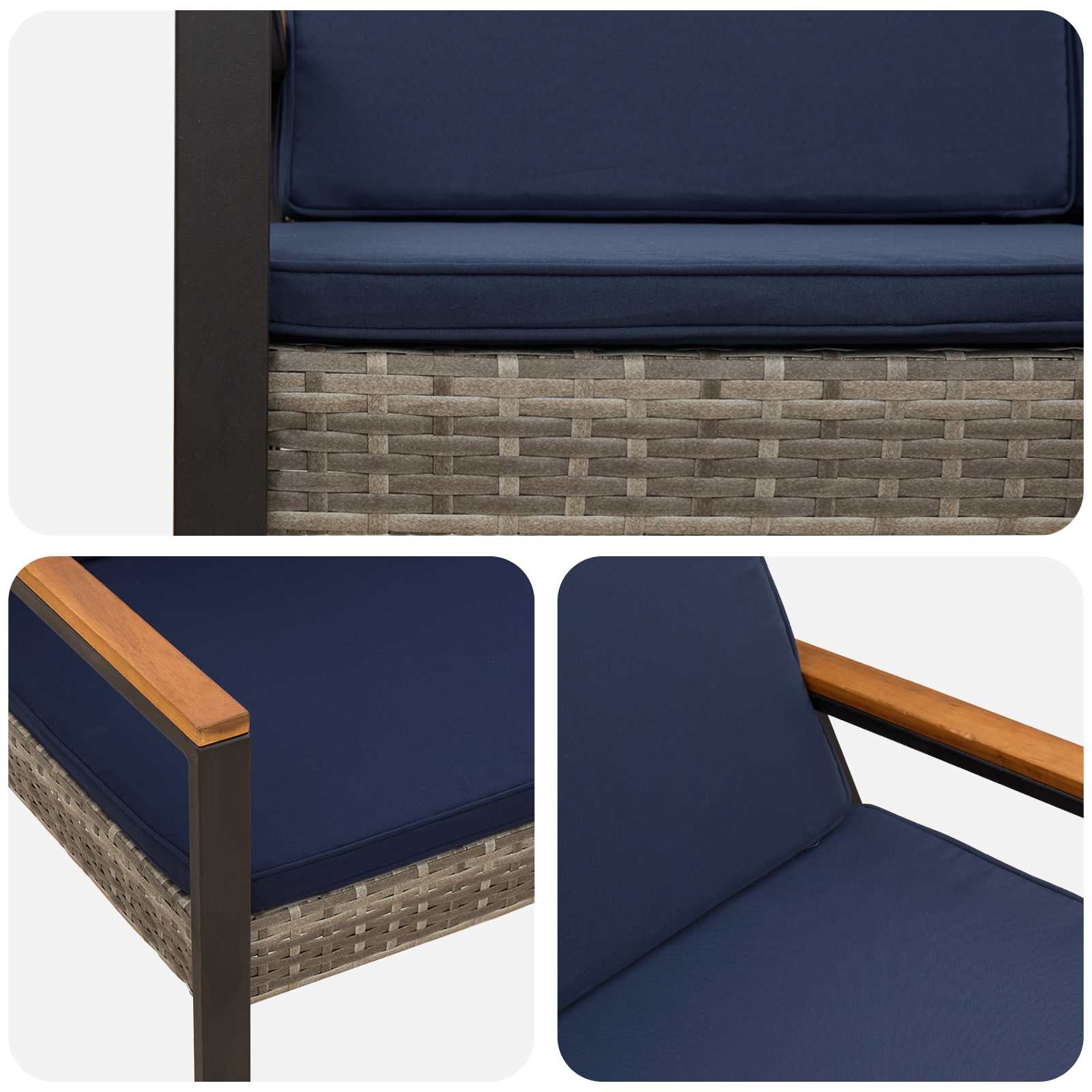 Bank Outdoor mit Kissen Schwarz 107 x 61 x 80 cm Poly-Rattan