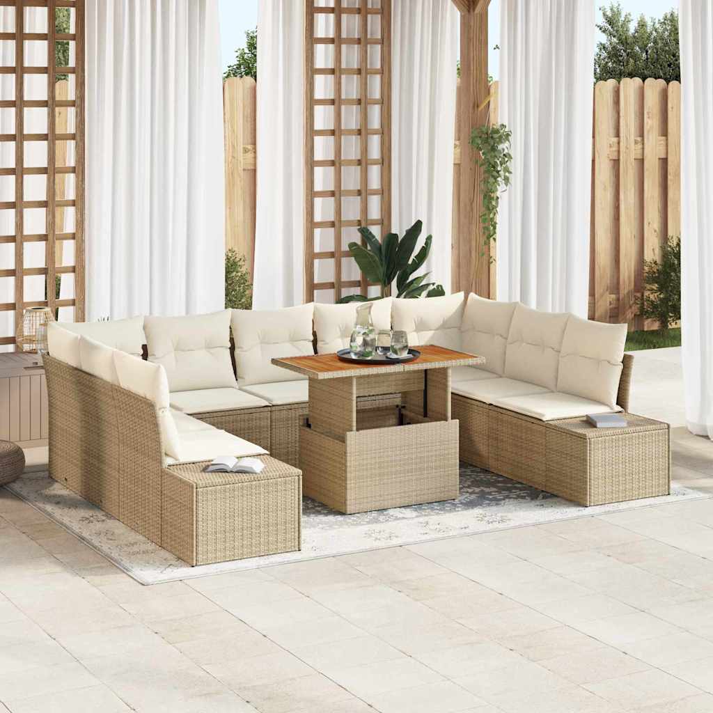 Garten Essgruppe mit Kissen 10 pcs Schwarz und Creme